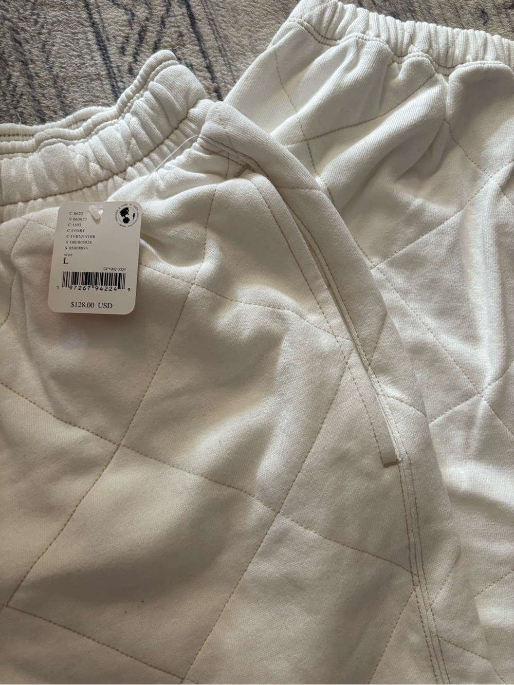 NEW Free People white quilted jogger sweatpants - Picture 5 of 6